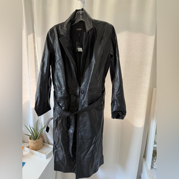 Maje Grenchir black leather trench coat FINAL PRICE NO OFFERS CONSIDERED - Picture 8 of 12